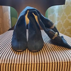 GUCCI Blue Suede Horsebit Boots